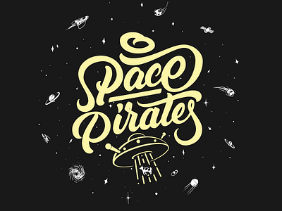 SpacePirates branding calligraphy design flat hand drawn handlettering illustration lettering typography vector