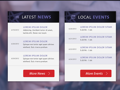 Hard Rock Events Listing design events feed listing news rss ui ux web website