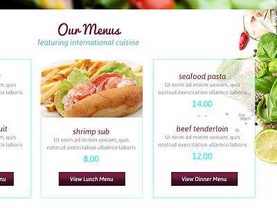 Restaurant Page colorful design menu restaurant ui vibrant web web design website