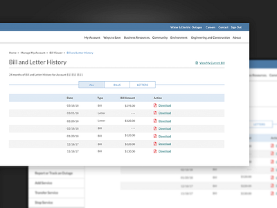 Bill History bill history history transaction ui ux web design