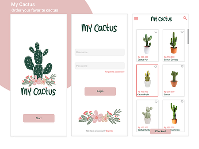 My Cactus apps branding design ecommerce ecommerce app ecommerce business ecommerce design ecommerce shop logo mobile pastel color pink typography ui ux