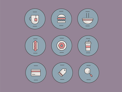 Icons (food, shopping) art branding design flat icon illustrator ui vector web