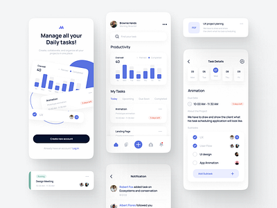 Tasks & Project Management Mobile App animation branding design dribbble illustration logo motion design ui ux web