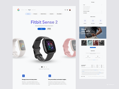 Fitbit Product Page Redesign carrousel clean concept design device ecommerce fitbit fitness tracker fitness watch health landing landing page minimal product page smartwacht ui ux visual watches