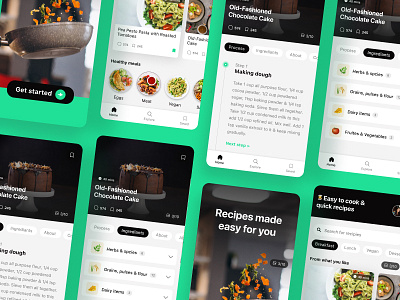 Cooking recipe mobile app design in Figma