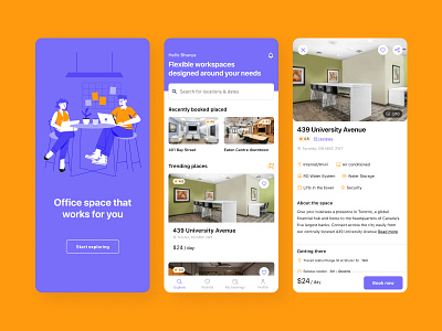 Co-working space finding app design