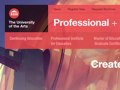 UArts Continuing Studies website big background black flat helvetica nav red responsive swiss ui