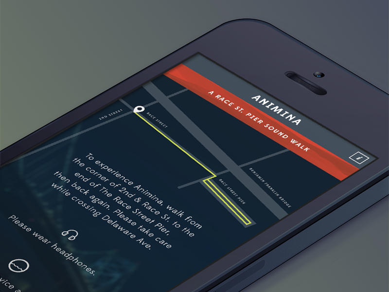Animina iphone ios app sound walk animina race street pier philadelphia ui interface