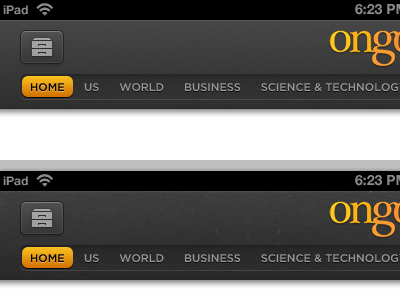 Smooth or Textured? button header ipad masthead navigation ui