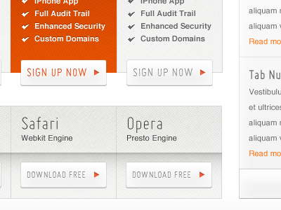 Clean Theme - Pricing Tables button clean grey layout navigation orange pricing sans serif sharp table ui white