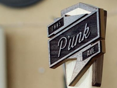 Beer Tap for P'unk Ave beer handcrafted tap wisdom script wood