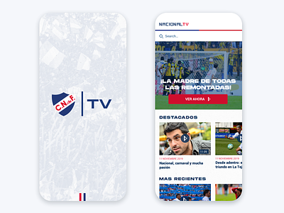 Nacional TV Mobile App app clean design duotone events futbol futbol app ios media mobile mobile app nacional ott soccer soccer app splash screen uruguay video app videos
