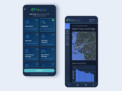Water Quality App blue blue ui dark theme dark ui mobile app responsive design ui design water water app