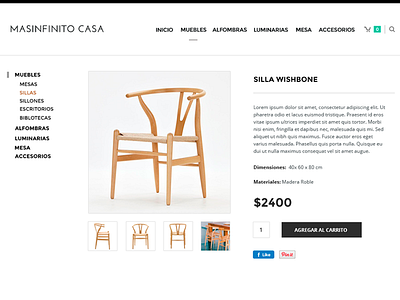 MASINFINITO Casa Product Detail chair clean e commerce ecommerce furniture home minimalistic product responsive shop ui