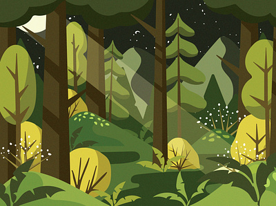Moonlight Forest forest illustration