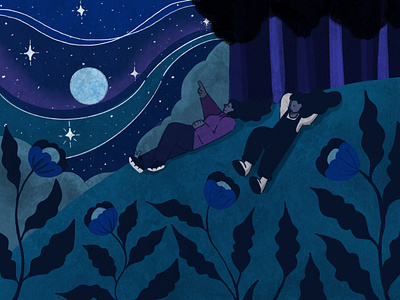 Stargazing design digital illustration drawing illustration procreate space