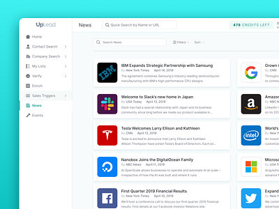 News Page | UpLead app b2b business email growth gui landing page marketing saas sales software ui ui kit ux visual styleguide web app web design web development website wordpress