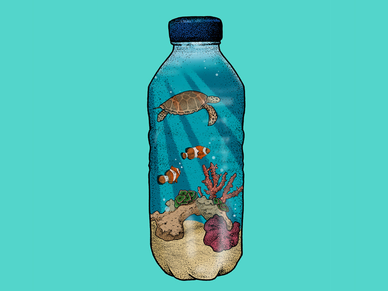A Plastic Ocean environment art illustration editorial illustration editorial
