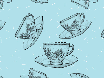 vintage tea cups vector