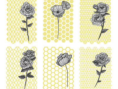 On The Cards Greeting Card Design Competition 2018 birthday card card art competition dotwork editorial illustration floral floral art floral background floral design flower geometric geometric illustration greeting card design illustration illustration art poppies roses vector yellow