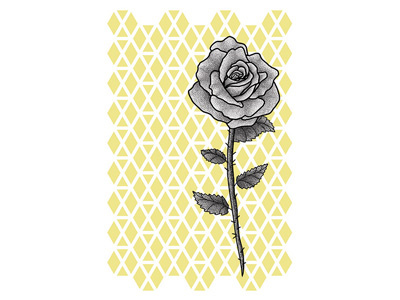 Single Rose - In Bloom birthday card competition design dotwork editorial illustration floral floral background floral design flower geometric art geometric design geometric illustration greeting card home illustration roses yellow