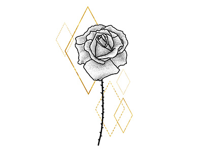 Geometric Rose design dotwork editorial editorial illustration floral floral background greeting card illustration tattoo wall art