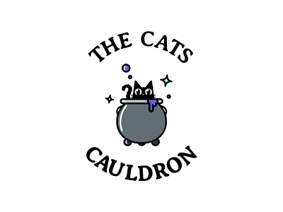 The Cats Cauldron Logo cat cat cafe cauldron clean cute flatdesign logodesign minimal minimal logo witch