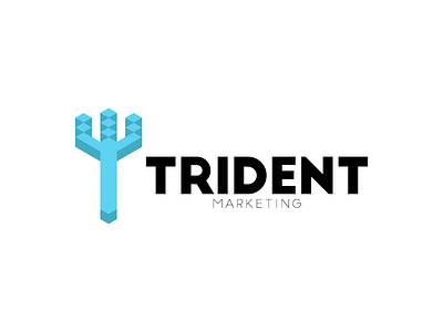 Trident Marketing Logo 3d adobe adobe illustrator blue brand branding clean creative font graphic design isometric logo logo design marketing minimal symbol typogaphy vector