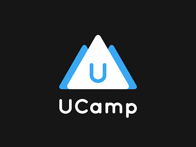 Ucamp Logo Design blue brand branding camping clean creative designer flat graphic design illustrator logo minimal modern outdoor shapes tent triangle typography ui vector