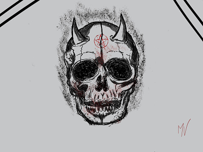 Demon Skull bones demon design grey illustration skull skull art