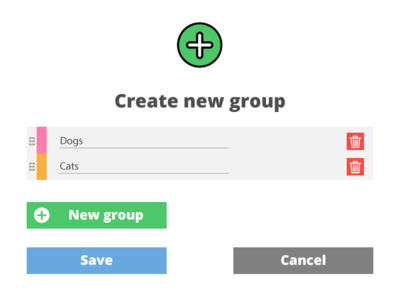 Create New Group alert create pop up save window