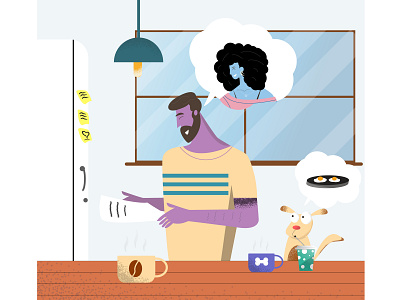 Mornings With(out) Her 3 adobeillustator adobeillustrator animal animal illustration animals animals illustrated couple designer dog dog illustration funny grain graphicdesign illustration illustration design man noise noise shadow vector woman
