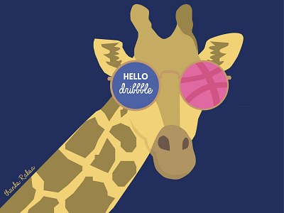 Hello Dribbble, I'm Anna! debut first shot flat flat design giraffe illustration sunglasses vector visual