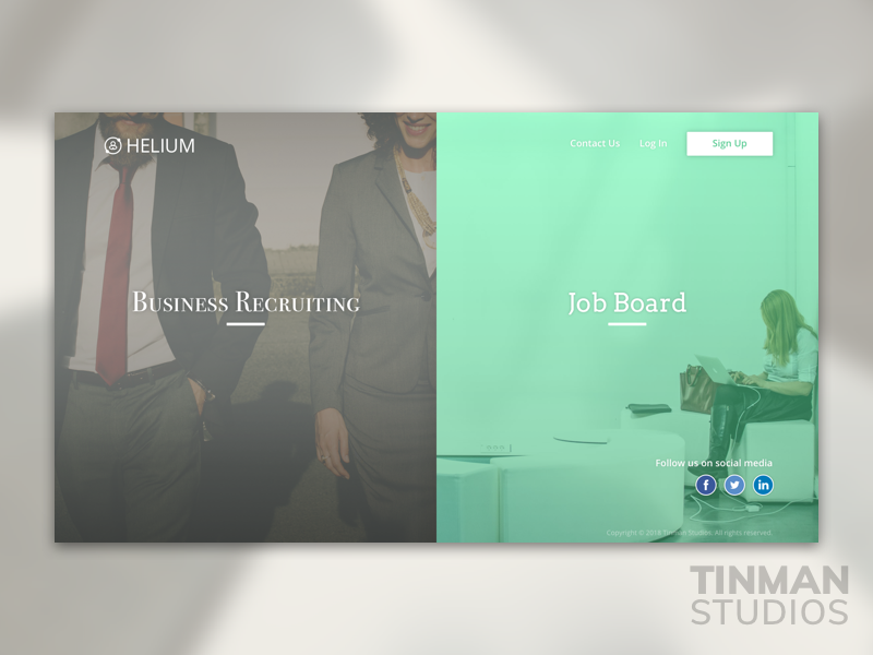 Dual Hero Landing Page helium recruiting page landing