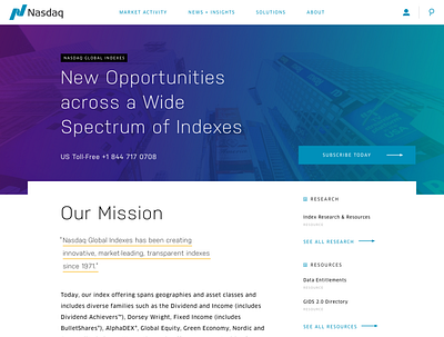 Nasdaq Global Index Watch design ui website