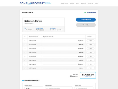 CompRecovery Invoice Layout branding design ui website