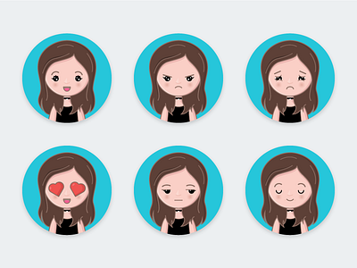 Girl Avatars avatar character emotions girl avatar icon illustration vector