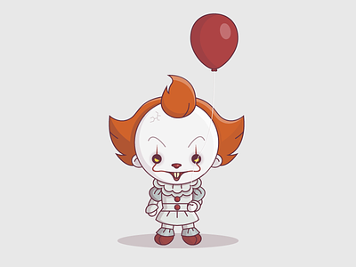 Pennywise character evil halloween icon illustration it the dancing clown pennywise red balloon vector
