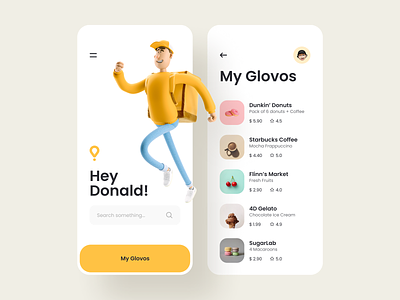 Glovo - App Concept 3d app app design courier delivery design fast food flat illustration ixda minimal minimalism minimalist pastel product design search ui user experience user interface ux