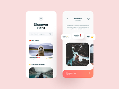 Discover Peru app app design card design flat gradient inspiration ixda minimal minimalist navigation peru product design tour travel ui user experience user interface ux vacation