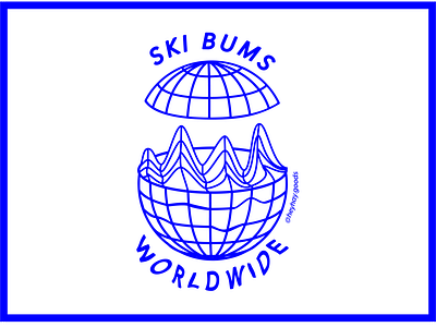 Ski Bums Worldwide apres blue brand identity design heyhaygoods illustration lake tahoe mountains powder ski ski bums snow tshirt design