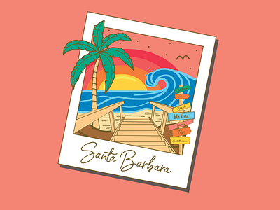 Santa Barbara Polaroid beach branding california design illustration illustrator ocean polaroid santa barbara