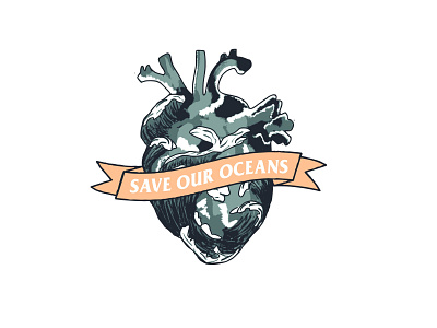 Ocean Heart blue design drawing heart heyhaygoods illustrate illustration logo stickers vector