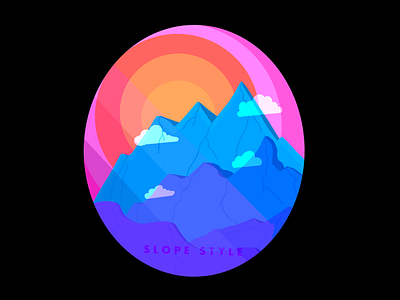 Slope Style designer graphic design illustration mountains procreate scenery series