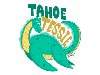 Tahoe Tessie dino graphic illustrate illustration lake tahoe monster nessy procreate tahoe