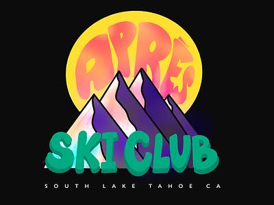 Aprés Ski Club apres ski colorful illustrate illustrator lake tahoe mountains procreate retro ski south lake tahoe