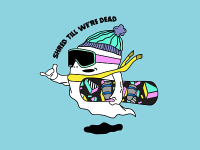 ShredGhost design ghost ghost party heyhaygoods illustration lake tahoe retro ghost ski ghost snowboard snowboarder stickers