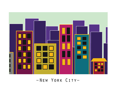 New York City postcard city colors illustration justforfun