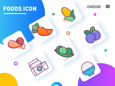some food icons 2d character flat food icons icons icons set illustration ui vector