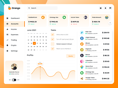 Crypto Dashboard branding crypto currency dashboard design experience graphics illustrator interface logo product product design task ui user user experience user interface ux wallet xd